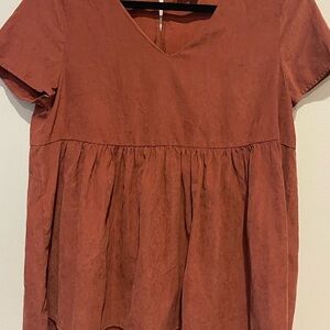 Listicle Terracotta V-Neck Blouse